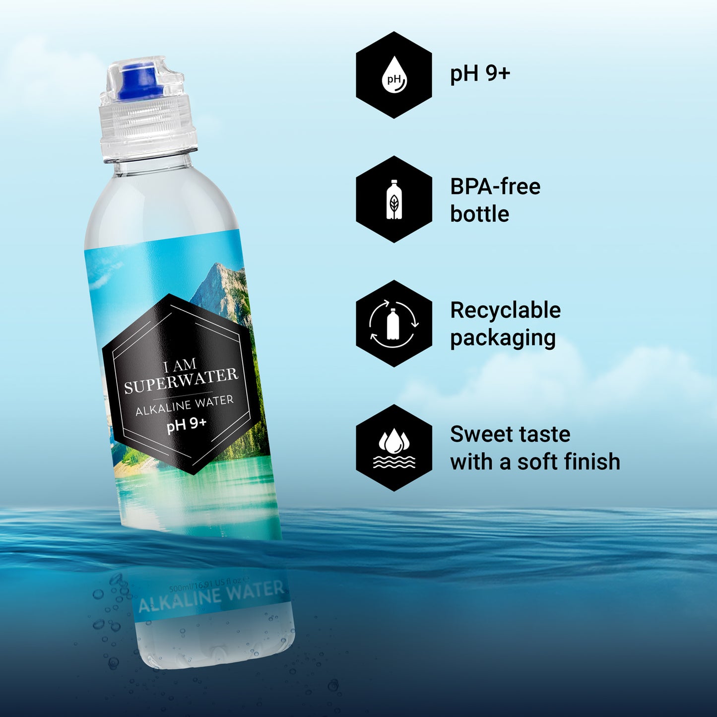 I am Superwater Sports Bottle 500ml