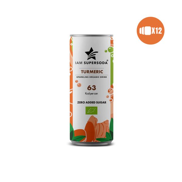 Turmeric 250ml can I am Supersoda - 100 organic sparkling drink - no added sugar - low calories