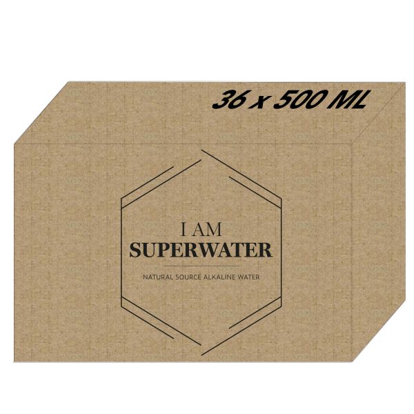 I am Superwater - Valor de pH 9.4 Agua alcalina - pH alto (9 plus) Agua de manantial básica - 1000ml PET 3 x 12 bandejas en caja